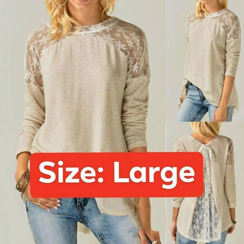 Back Bowknot Embellished Lace T-shirt